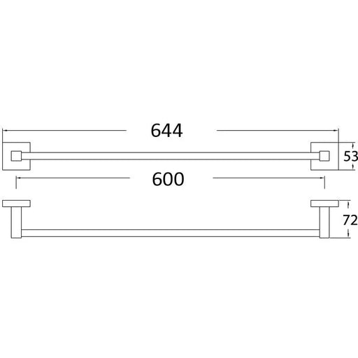 SARA SINGLE TOWEL RAIL 600MM CHROME FIL Kitchen Bathroom