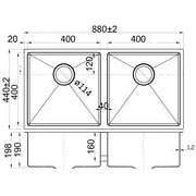 EDEN ABOVE/UNDERMOUNT DOUBLE KITCHEN SINK STAINLESS STEEL FIL Kitchen Bathroom