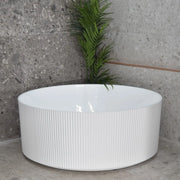 Victoria V-Groove 1500mm Round Matte White Freestanding Bath PS