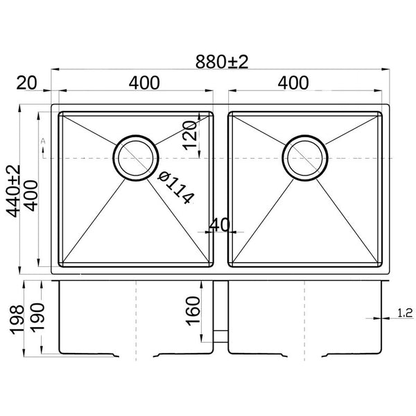 EDEN ABOVE/UNDERMOUNT DOUBLE KITCHEN SINK STAINLESS STEEL