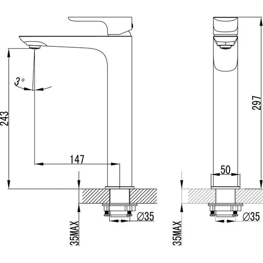 BANDA HIGH RISE BASIN MIXER CHROME FIL Kitchen Bathroom
