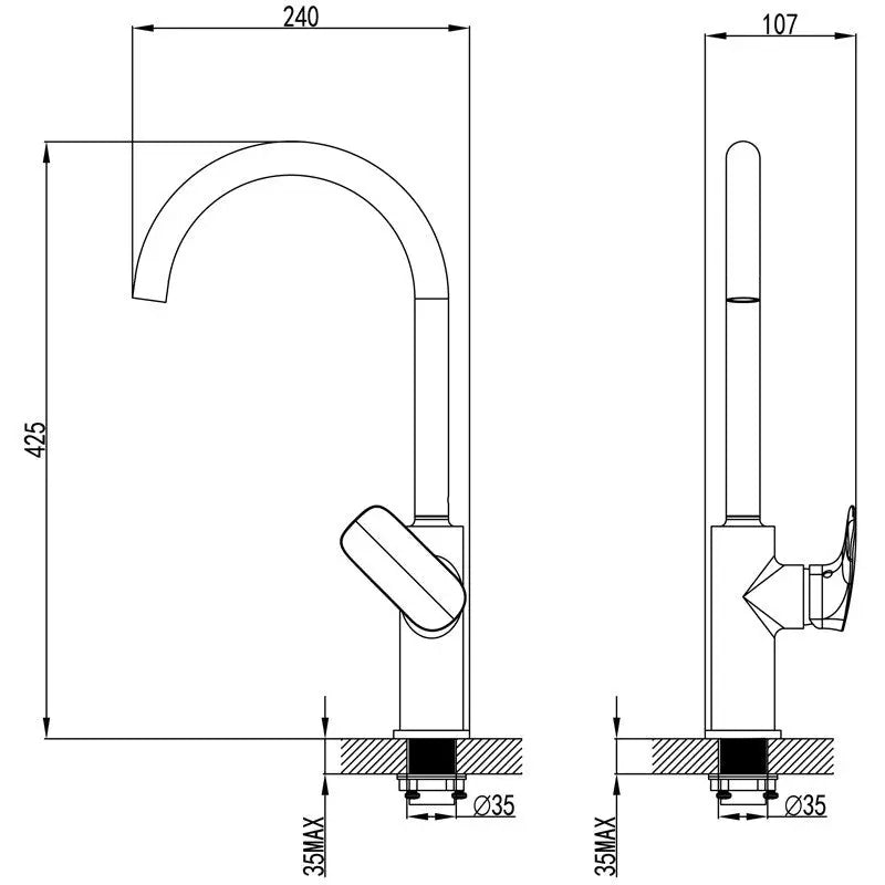 KARA GOOSENECK SINK MIXER CHROME FIL Kitchen Bathroom