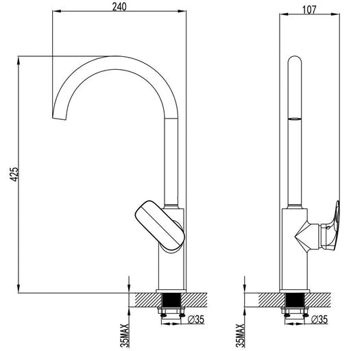 KARA GOOSENECK SINK MIXER CHROME FIL Kitchen Bathroom
