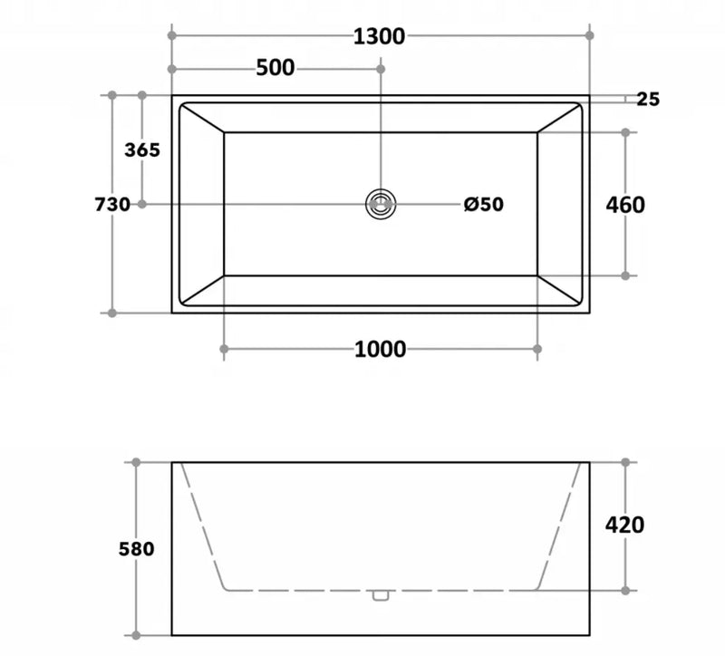 Gloss White Back to Wall Freestanding Bath PS