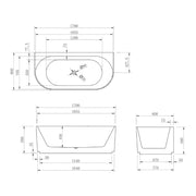 VICTORIA V-Groove Matte White Back to Wall Bath PS