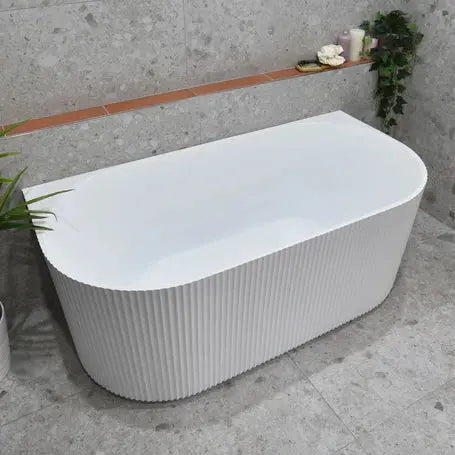 VICTORIA V-Groove Gloss White Back to Wall Bath PS