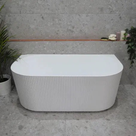 VICTORIA V-Groove Gloss White Back to Wall Bath PS