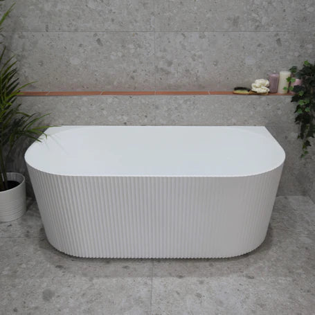 VICTORIA V-Groove Matte White Back to Wall Bath