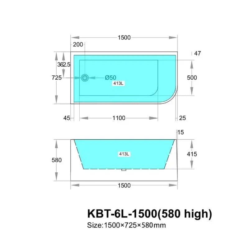 Gloss White Back to Wall Left/Right Corner Bath PS