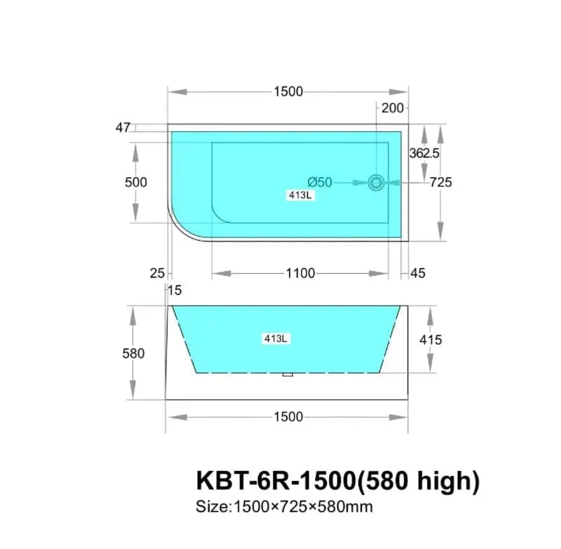 Gloss White Back to Wall Left/Right Corner Bath PS