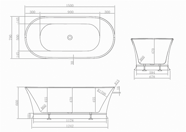 Ceejay Balmoral Hampton Style Free Standing Bathtub