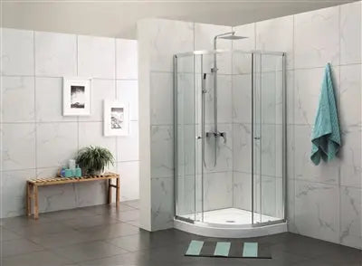 Semi-Frame Curved Double Sliding Door (900mm round) FIL Kitchen Bathroom