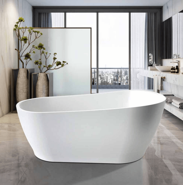 Slim Edge Gloss White Freestanding Bath