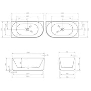 VICTORIA V-Groove Matte White Back to Wall Corner Bath PS