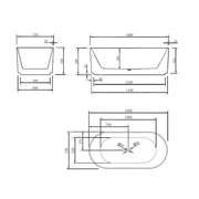 VICTORIA V-Groove Matte White Freestanding Bath Claya