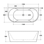 Gloss White   Back to Wall Freestanding Bath PS