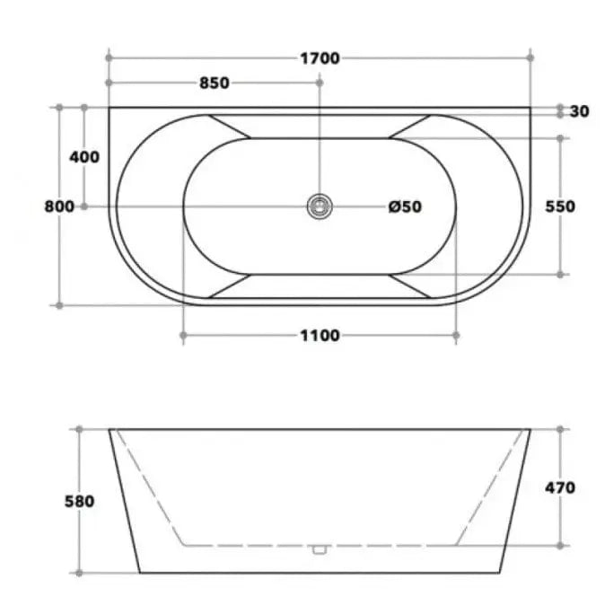 Matte Black Back to Wall Freestanding Bath PS