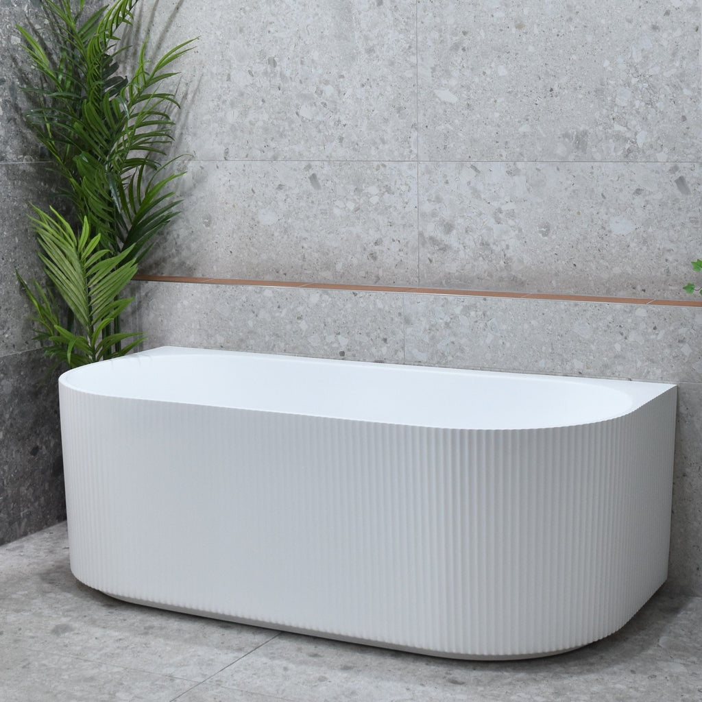 VICTORIA V-Groove Matte White Back to Wall Bath