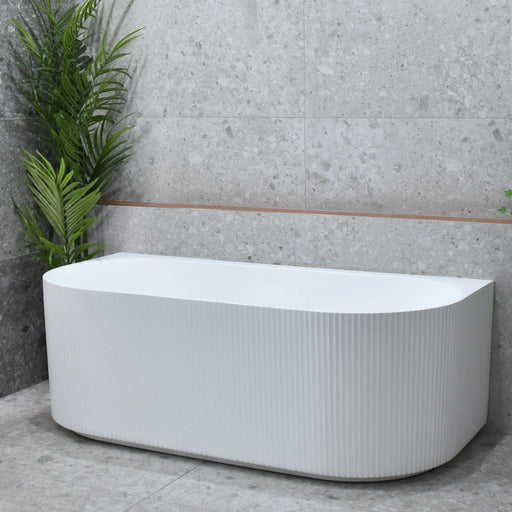VICTORIA V-Groove Matte White Back to Wall Bath PS
