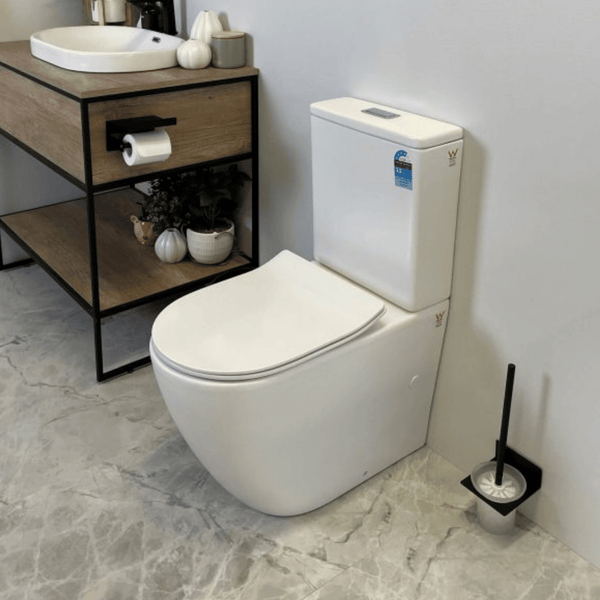 LAILA Matte White Rimless Back To Wall Toilet Suite