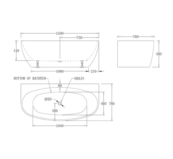 Ceejay Egg Shape Back To Wall Bathtub