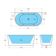 Black White Back to Wall Bath Freestanding Bath PS
