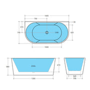 Black White Back to Wall Bath Freestanding Bath PS
