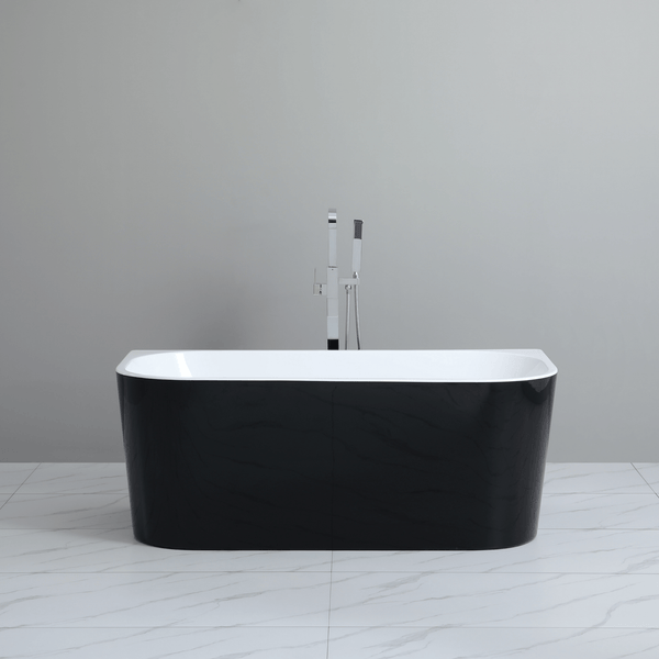 Black White Back to Wall Bath Freestanding Bath