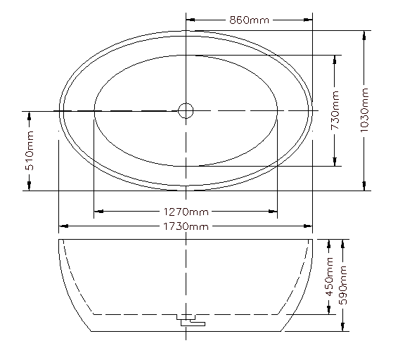 PISCES 1730mm Gloss White Freestanding Bath PS
