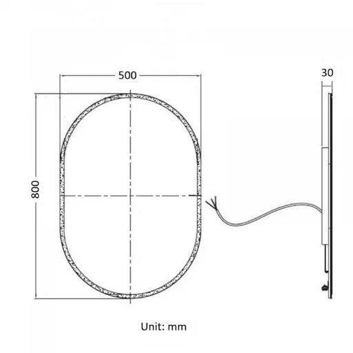 Led back light mirror 800mm FIL Kitchen Bathroom