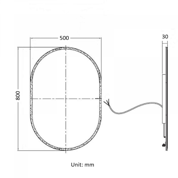 Led back light mirror 800mm