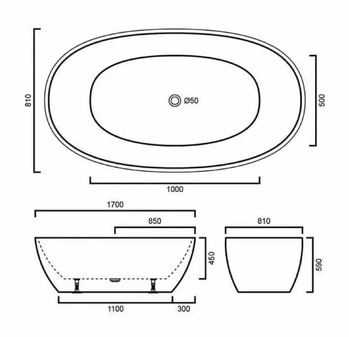Matte Black & White Freestanding Bath PS