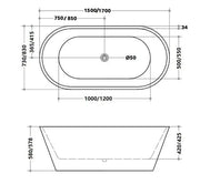 SELINI Gloss White Freestanding Bath PS