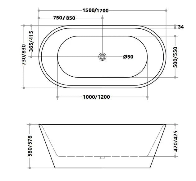 SELINI Gloss White Freestanding Bath PS
