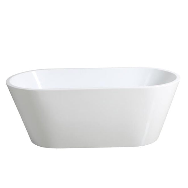 SELINI Gloss White 1200mm Freestanding Bath - With Overflow