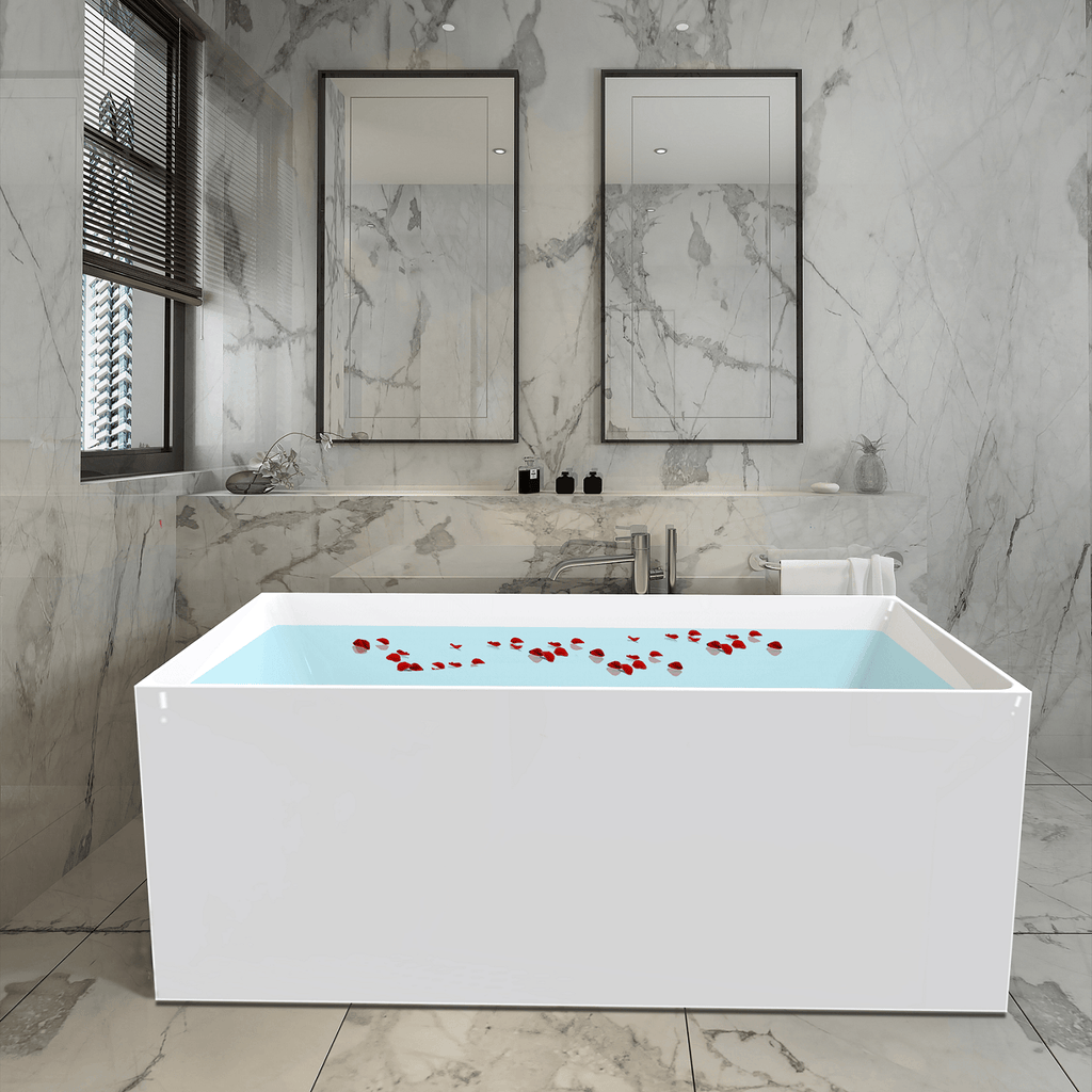 Multi-Fix Gloss White Back to Wall Freestanding Bath