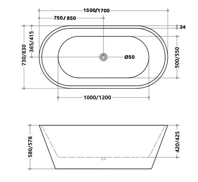 Gloss Black & White Freestanding Bath PS