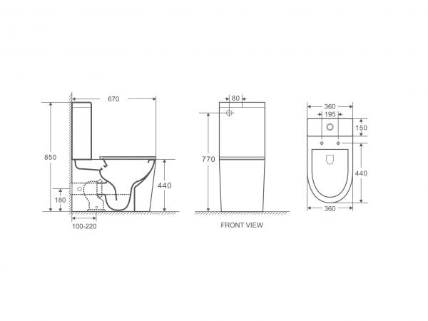 Rimless back to wall toilet