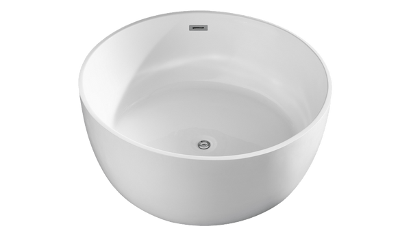 LUNA Gloss White 1350 Round Freestanding Bath