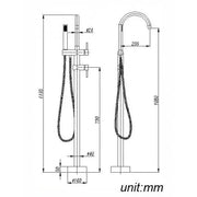 Round Freestanding Bath Mixer With Hand held Shower Norico