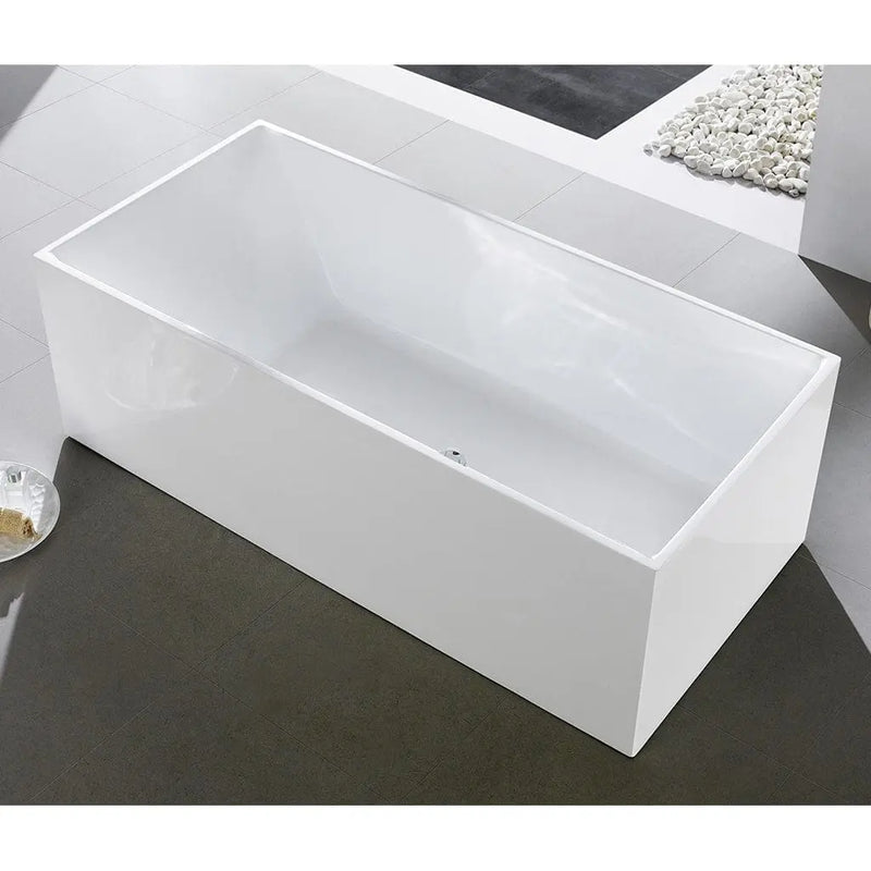 Gloss White Back to Wall Freestanding Bath PS