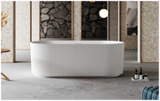 VICTORIA V-Groove Matte White Freestanding Bath Claya