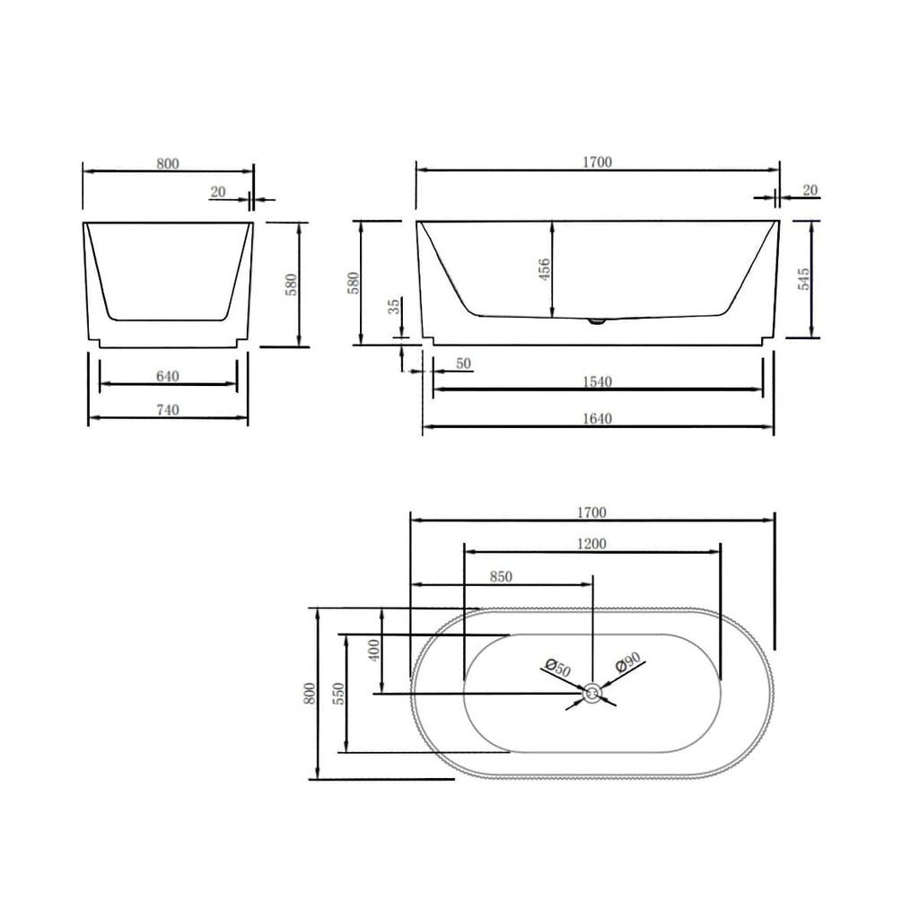 VICTORIA V-Groove Gloss White Freestanding Bath