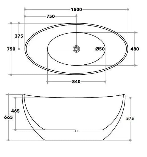 Gloss White Freestanding Bath PS