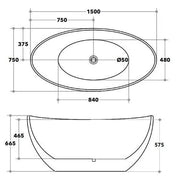 PEARL Matte White Freestanding Bath PS