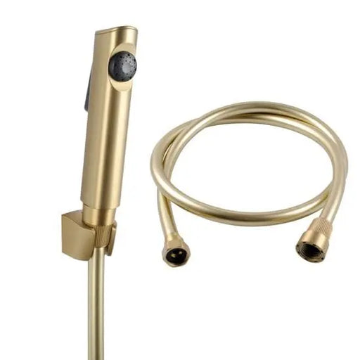 Aqua -  Brushed Yellow Gold Round Toilet Bidet (PVC Hose & ABS Holder) Aquaperla