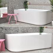 VICTORIA V-Groove Matte White Back to Wall Corner Bath PS