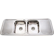 CORA DOUBLE KITCHEN SINK & DOUBLE DRAINER STAINLESS STEEL FIL Kitchen Bathroom