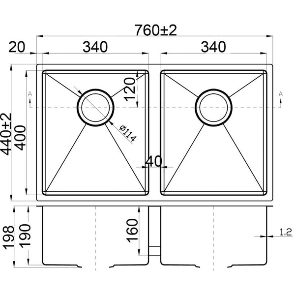 EDEN ABOVE/UNDERMOUNT DOUBLE KITCHEN SINK STAINLESS STEEL