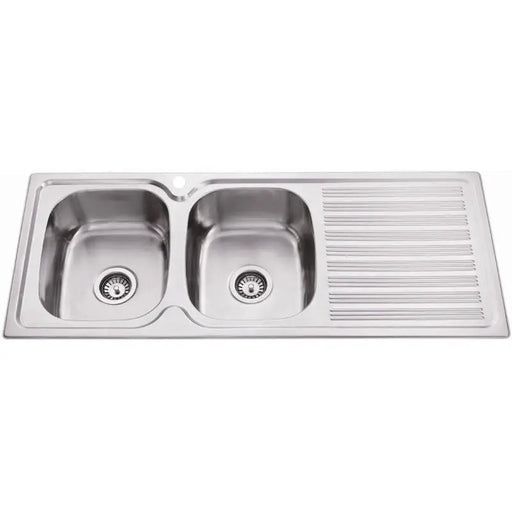 EDEN DOUBLE BOWL SINK WITH SINGLE DRAINER LEFT HAND BOWL STAINLESS STEEL FIL Kitchen Bathroom